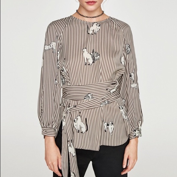 cat print blouse zara